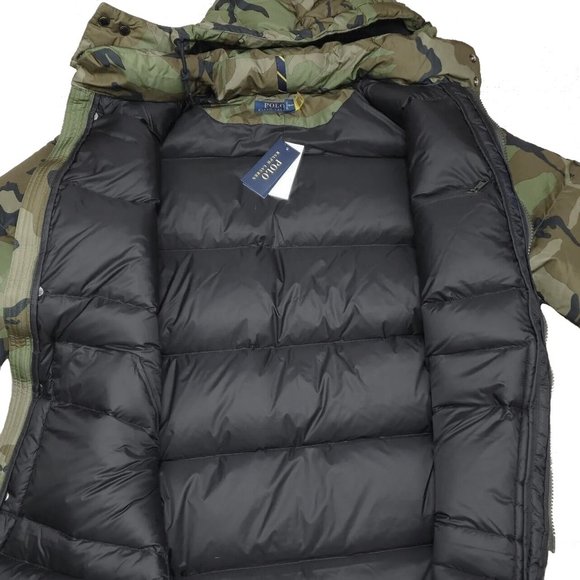 NEW $498 Polo Ralph Lauren Puffer Jacket! M  Camo Down Coat  Orange Polo Player - Picture 4 of 6